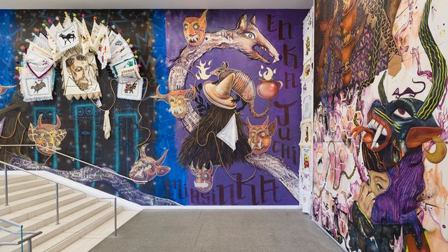 Installation image of a large mural