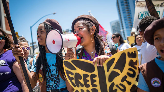 A group of girls protesting
