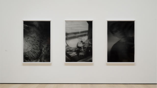 Three black and white abstract photographs 