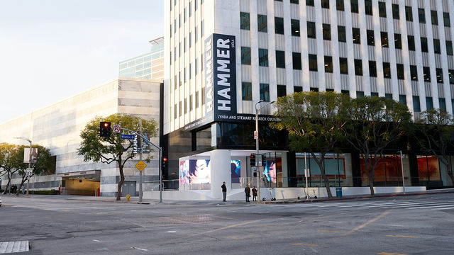 View of the exterior corner of the Hammer Museum