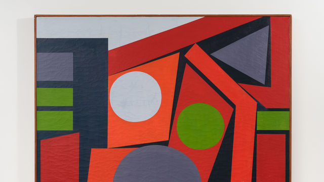 Colorful abstract composition in orange, green, and purple
