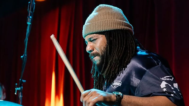 Malachi Whitson plays the drums 