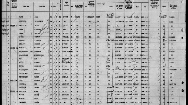 Ship Manifest, S.S. President Roosevelt, February 15, 1939. National Archives, Washington, DC/Ancestry.com