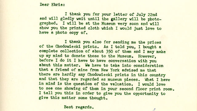 Letter from Fred Grunwald to Ebria Feinblatt, July 27, 1954. Photo courtesy Museum Associates/LACMA.