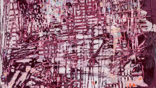 Mark Bradford, Scratch Pink, mixed media, 60 x 48 in. ©Mark Bradford. Image courtesy Sotheby's