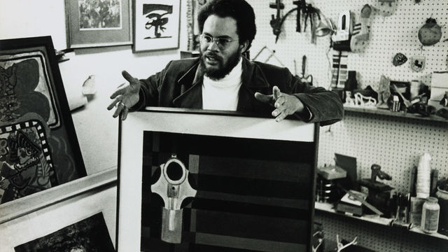 Alonzo Davis in his Los Angeles studio, 1970