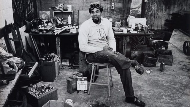 John T. Riddle Jr. in his Los Angeles studio, 1970