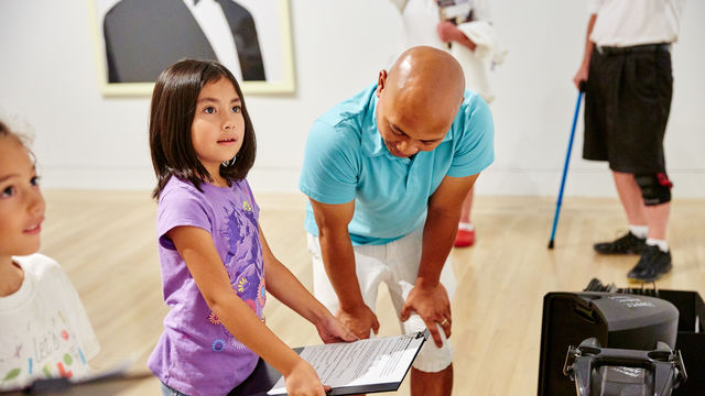 Father and daughter in Hammer Museum gallery