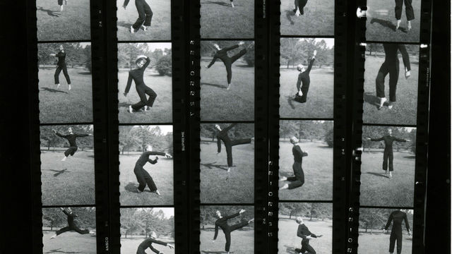 Hazel Larsen Archer, contact sheet of Merce Cunningham dancing, n.d.