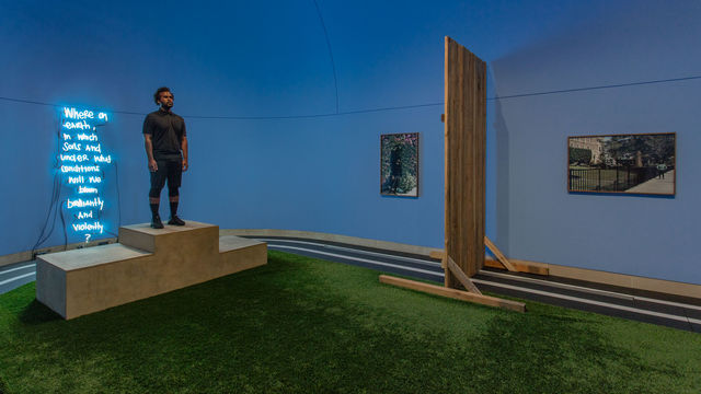 EJ Hill, Excellentia, Mollitia, Victoria, 2018. Installation view, Made in L.A. 2018, June 3-September 2, 2018, Hammer Museum, Los Angeles. Photo: Brian Forrest.