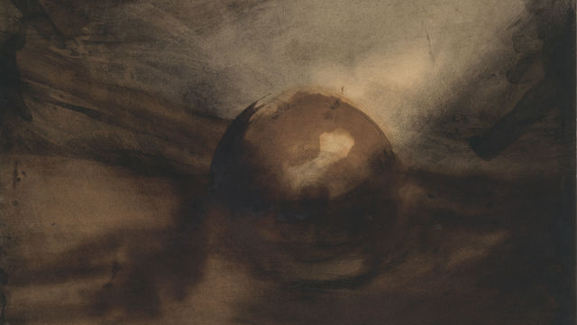 Victor Hugo, Planète (Planet), ca. 1854. Brown ink and wash over charcoal with touches of white gouache on paper. 12 1/8 × 14 9/16 in. (30.8 × 37 cm). Collection of David Lachenmann