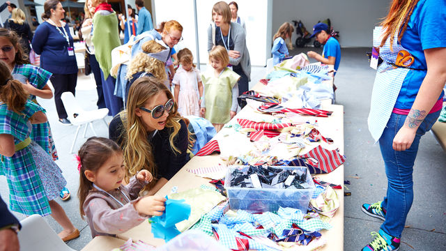 Kids making clothes at the Hammer museum