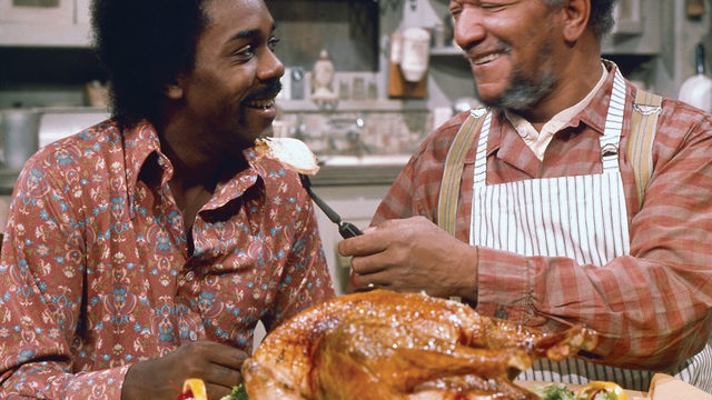 Two men bond over a nice roasted chicken