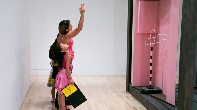 Kid looking at art in the Hammer Museum