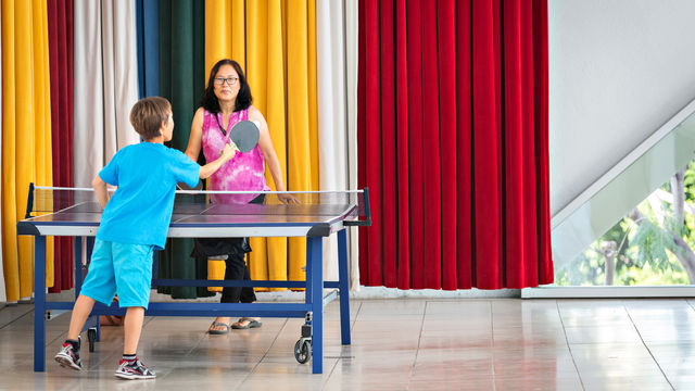 Kids playing ping-pong