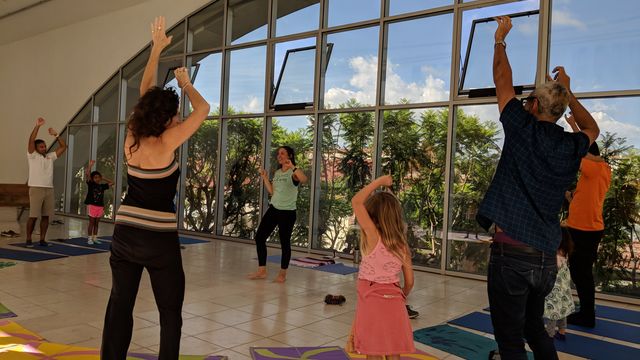 Children and adults enjoy mindful movement at the Hammer Museum