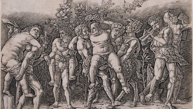 Andrea Mantegna, Bacchanal with Silenus, 1475-80