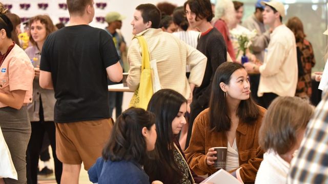 Students at the Hammer Musuem launch party for Graphine IX in 2018.