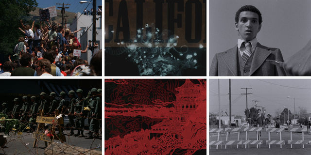 Composite of six stills from student restored films
