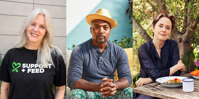 Headshots of Maggie Baird, Bryant Terry, and Alice Waters