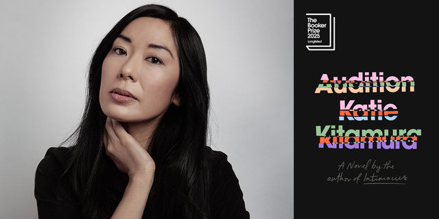 Headshot of Katie Kitamura alongside her book Audition