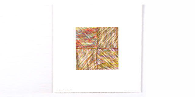 Abstract geometric drawing in primary colors