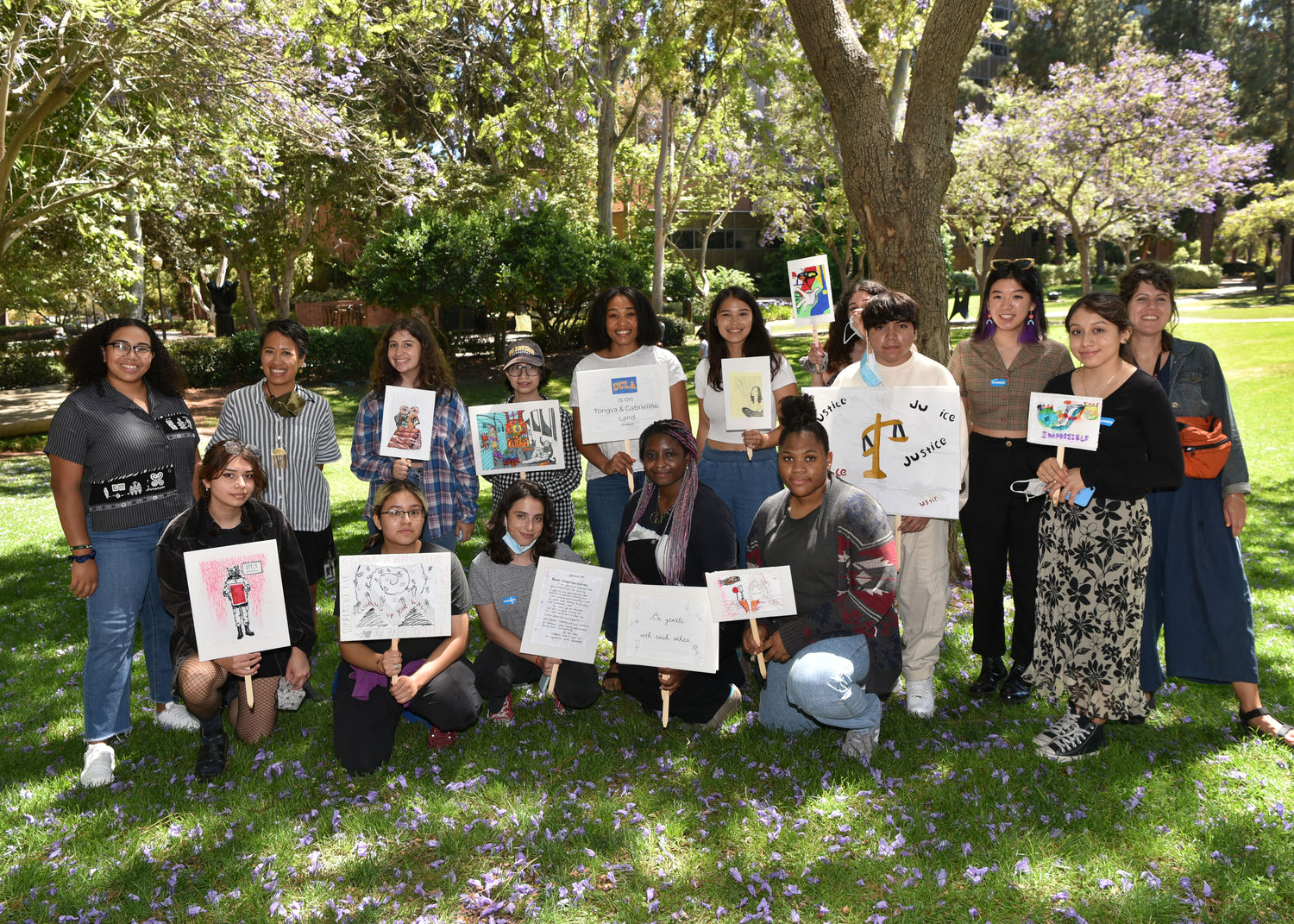 The 2021 Art + Activism Cohort at the UCLA Sculpture Garden.