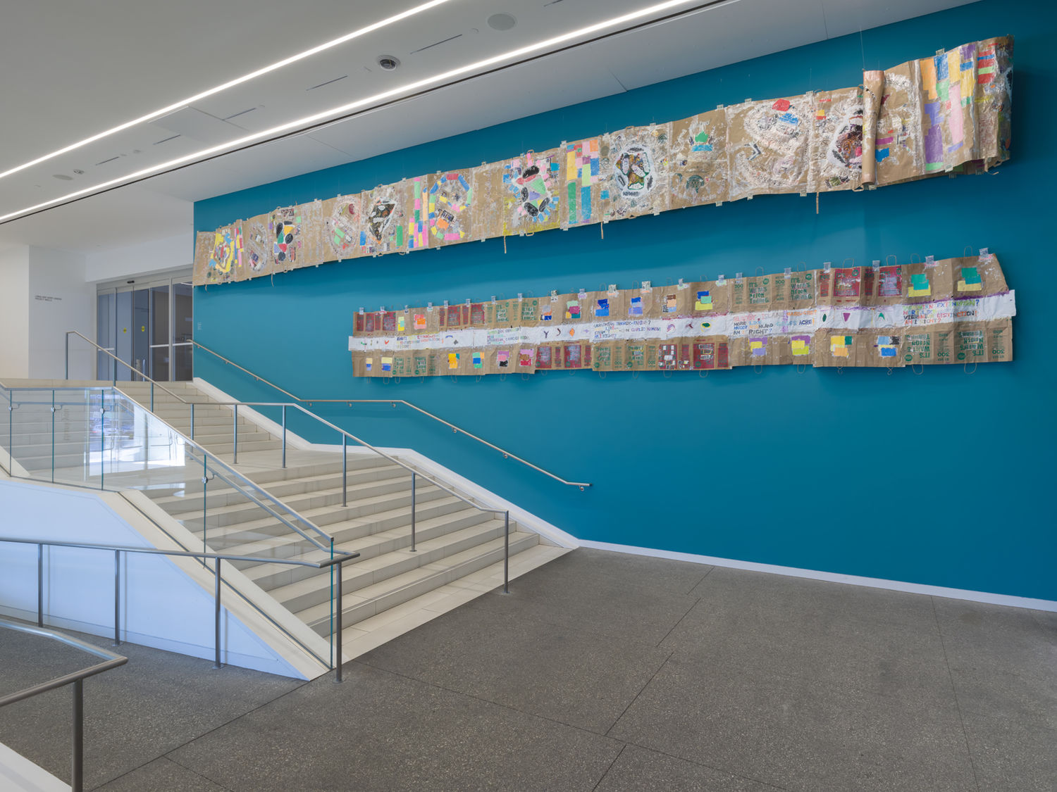 Multimedia lobby wall installation