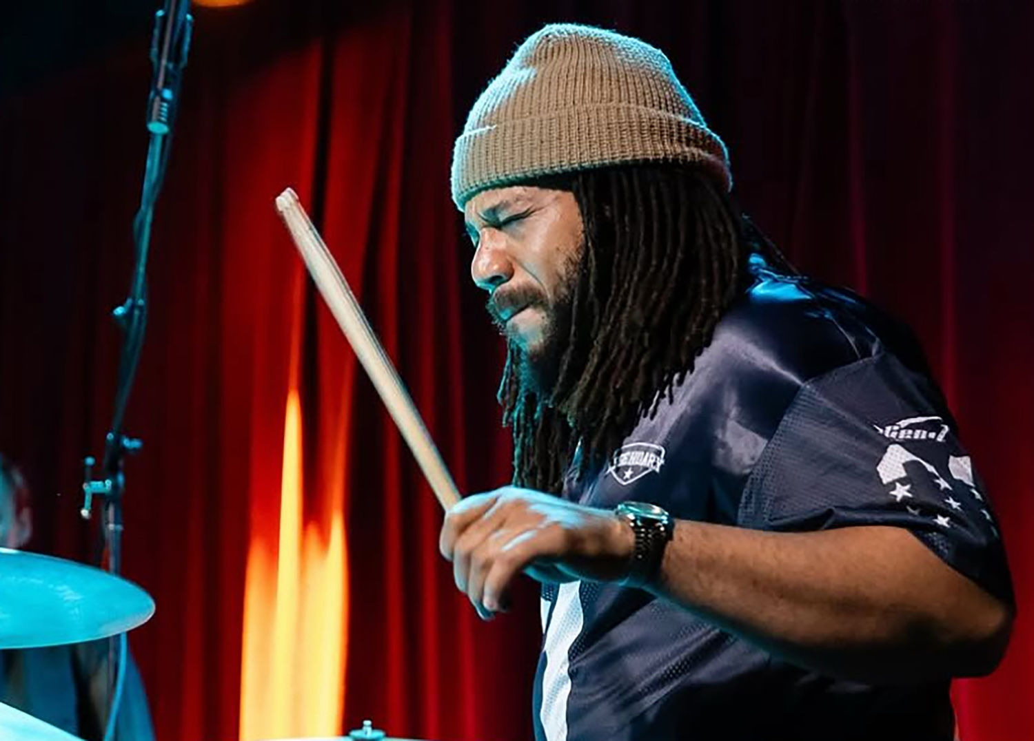 Malachi Whitson plays the drums 
