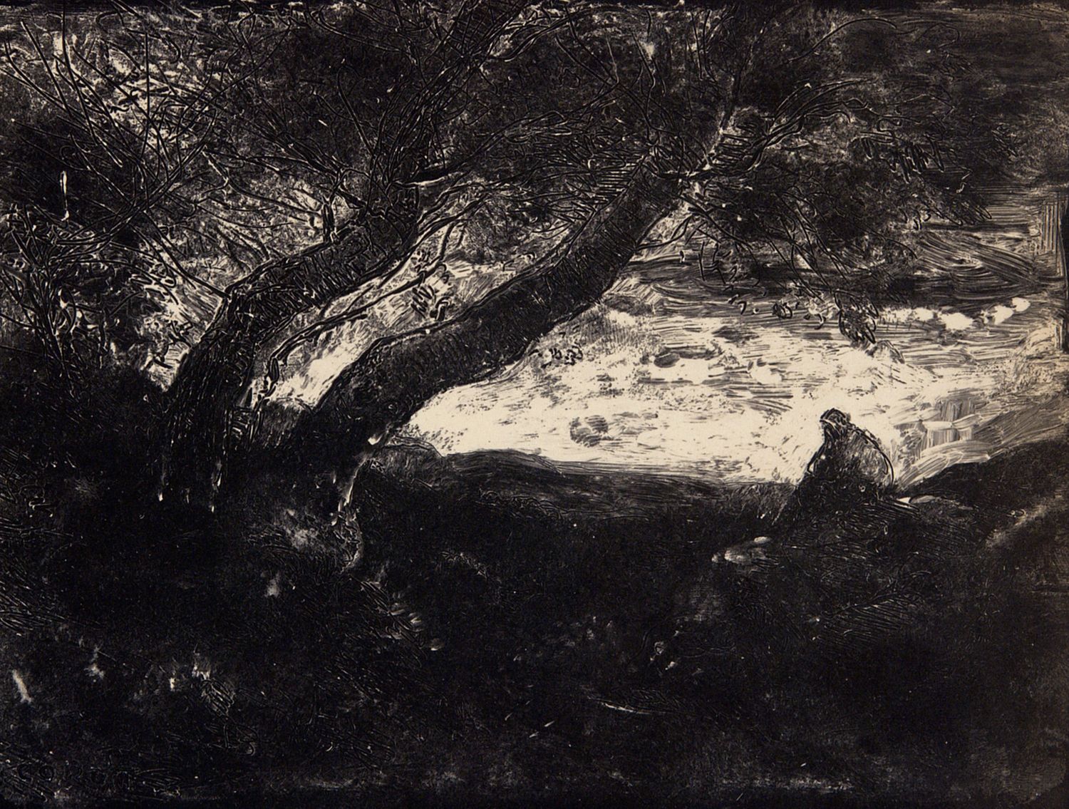 Jean-Baptiste-Camille Corot. The Dreamer (Le songeur), 1854, printed 1921.