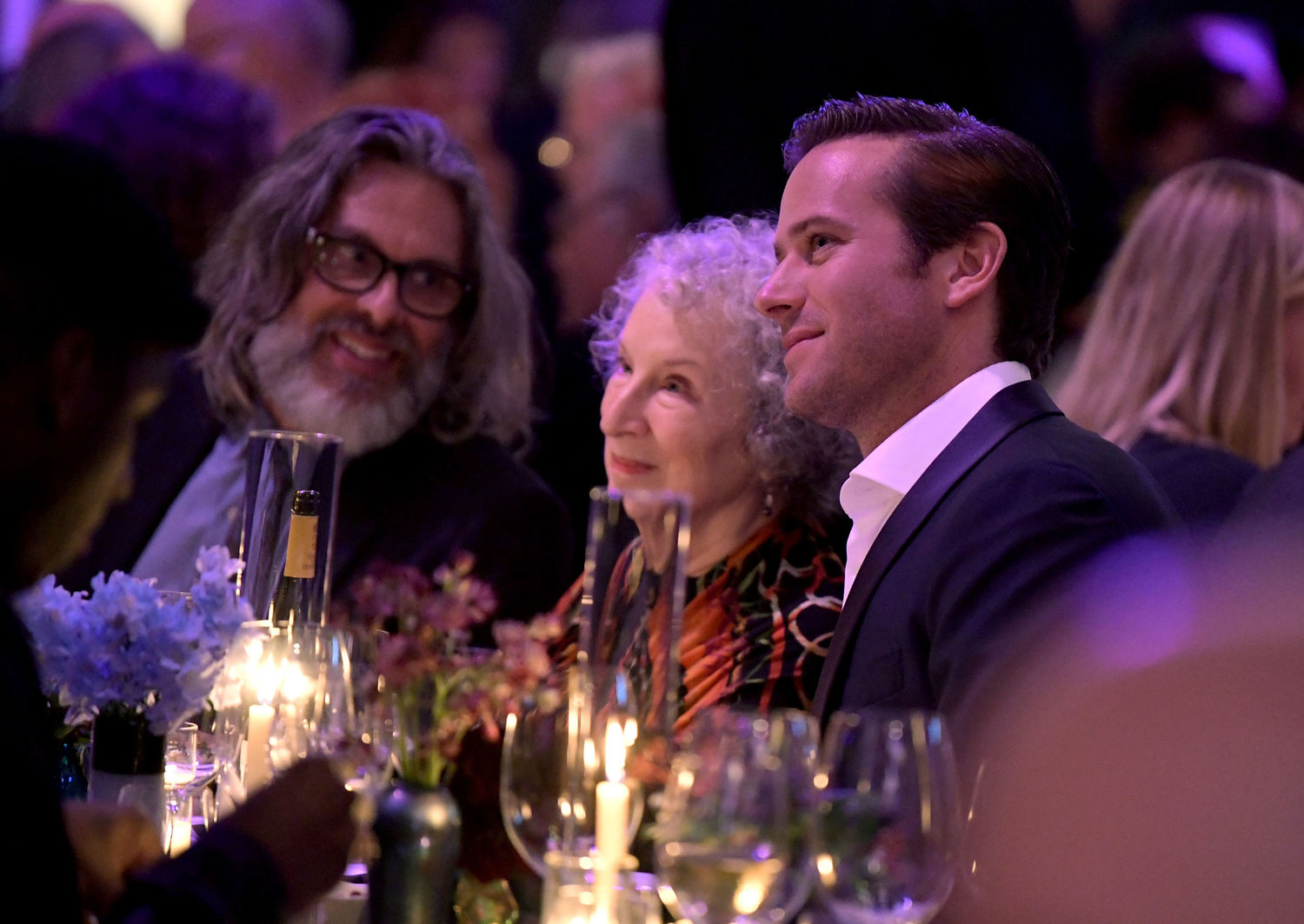 (L-R) Michael Chabon, Margaret Atwood, and Armie Hammer attend the Hammer Museum 16th Annual Gala in the Garden with generous support from South Coast Plaza at the Hammer Museum on October 14, 2018 in Los Angeles, California. (Photo by Emma McIntyre/Getty Images for Hammer Museum)