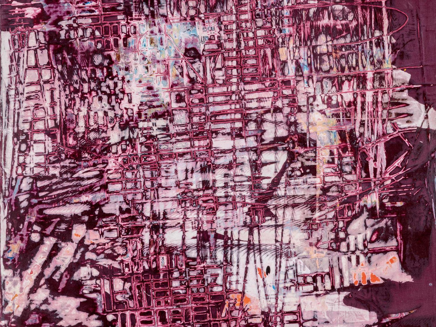 Mark Bradford, Scratch Pink, mixed media, 60 x 48 in. ©Mark Bradford. Image courtesy Sotheby's