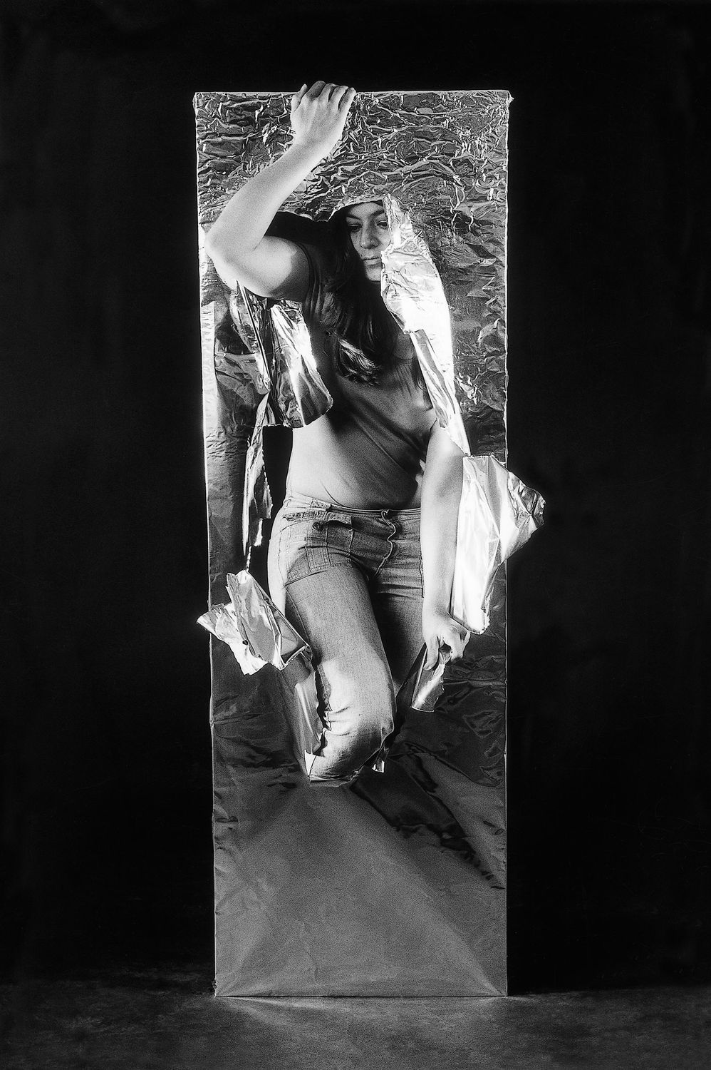 Lourdes Grobet, Hora y media (Hour and a half), 1975. Photo performance: three black-and white photographs. 63 × 41 1⁄16 in. (160 × 105 cm) each. Courtesy of Lourdes Grobet