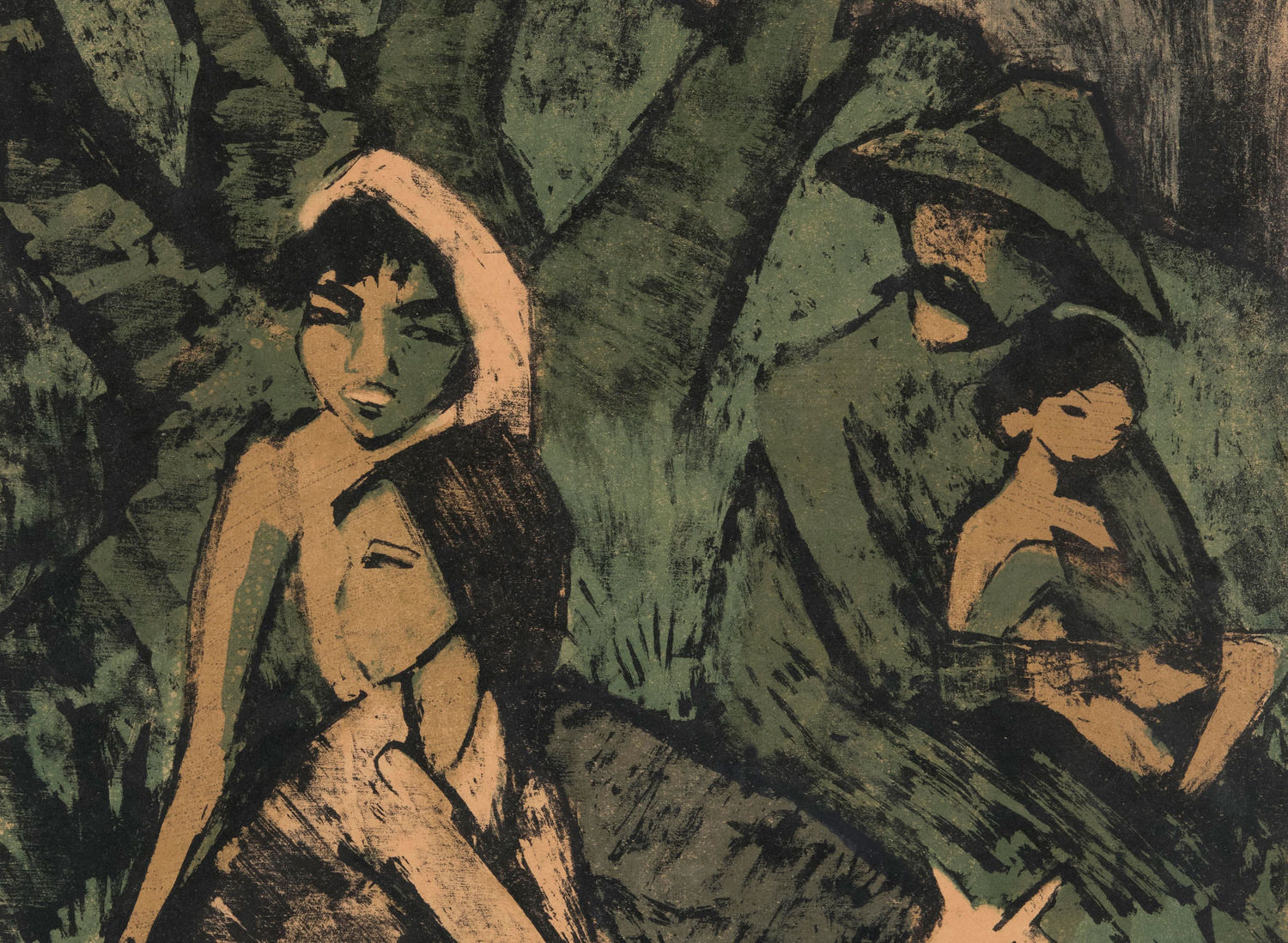 Otto Mueller, Encamped Gypsy Family with Goat, 1926 - 1927