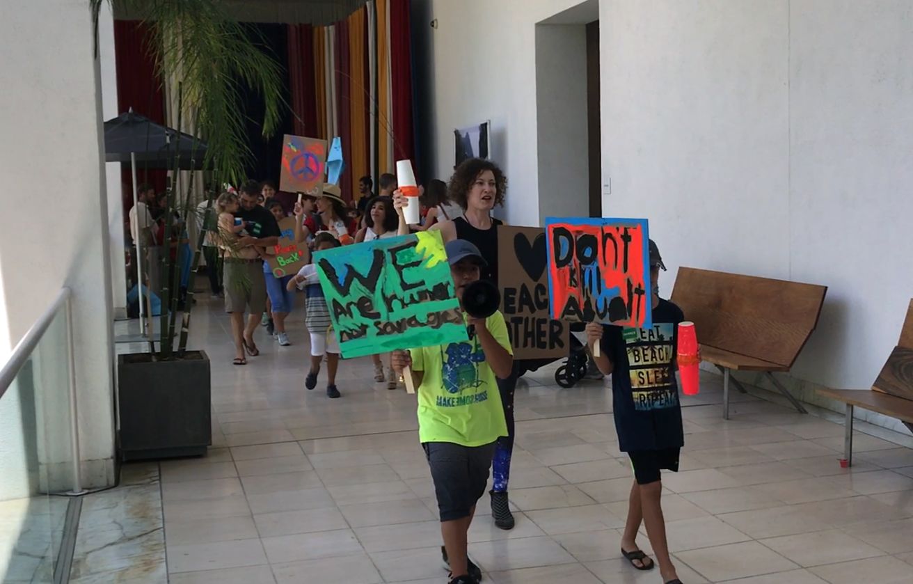 Emily Mast leads peaceful protests around the museum 