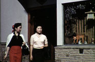 Still from the film The Challenge (1957) showing two young girls walking