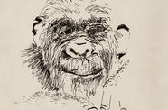 Paul McCarthy's self-portrait is a line drawing of a gorilla's face