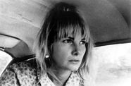 Still from the film Wanda (1971) showing a woman inside a car staring intensely