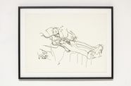 A sketch of a man in a hospital bed