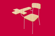 A graphic of a school chair and desk shaped like a cross