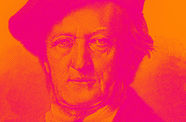 A bright stylized portrait of composer Richard Wagner