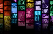 A multicolored grid of transgender actors, performers, and cultural figures that was used as a promotional image for the 2020 documentary "Disclosure"