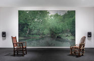 chairs sit in front of david hartt's painting