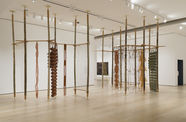 Installation view of a large-scale sculpture by artist Leanor Antunes