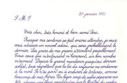 A handwritten letter in blueish ink on white paper
