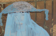 Abstract painting resembling a woman wearing a hat