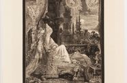 Image of a man with a long beard in extravagant clothing, sitting on an ornate bench in an ornate room. 