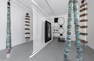 Photo of hanging sculptural installations by artist Eric-Paul Riege