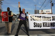 Photo of Translatina Coalition founder Bamby Salcedo at a protest