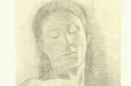 Pencil sketch of a person from the shoulders upward